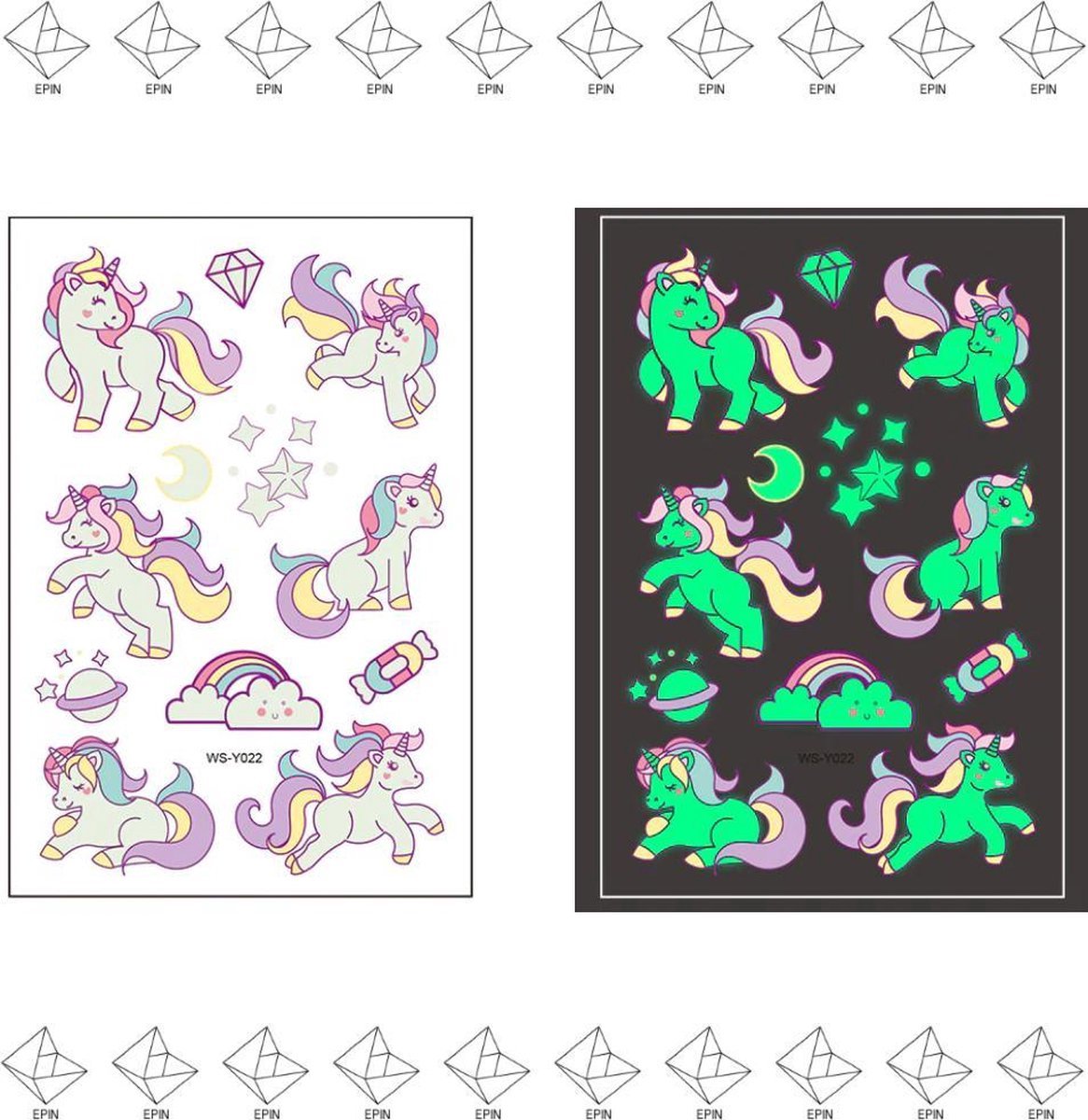 New Age Devi | Plak Tattoos | Tattoo Stickers | Nep-tatoeages | Voor Kinderen | Glow In The Dark | Little Ponys | 1 Vel